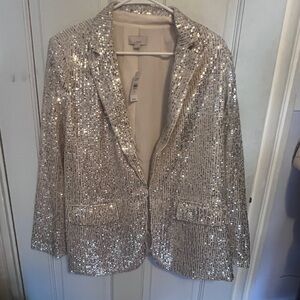 LOFT Silver Sequin Blazer